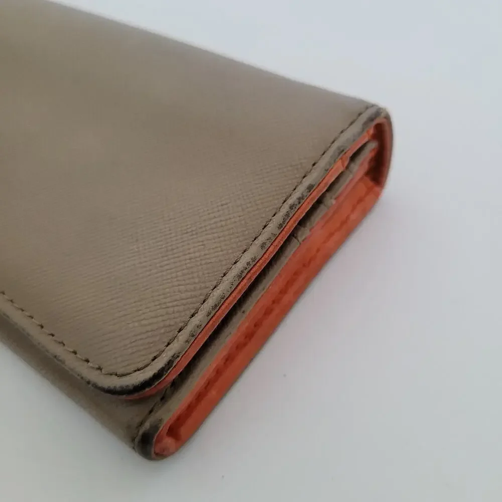 Tory Burch Robinson Wallet Clay Equestrian Orange Leather Envelope Continental